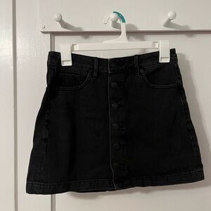 American Eagle Black Button-Front Denim Mini Skirt